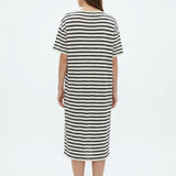 Black Horizontal-Stripe Chunky Knit, Cotton-Linen