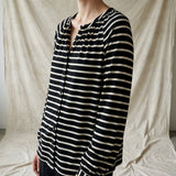 Black Horizontal-Stripe Jersey Knit, Viscose, 168 gsm