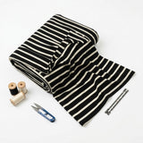 Black Horizontal-Stripe Jersey Knit, Viscose, 168 gsm