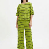 Black Horizontal-Stripe Linen-Look, Viscose, 215 gsm
