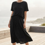 Black Marl Jersey Knit, Cotton-Linen