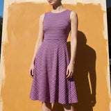 Purple Stripes Crepe, Polyester