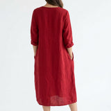 Polyester Stretch Linen-Look Fabric, 230 gsm, 155 cm — Red