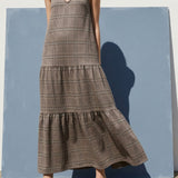 Dark Brown Plaid Faux Suede, Polyester