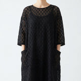 Black Openwork-Diamond Linen-Look, Polyester