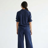 Polyester Stretch Linen-Look Fabric, 200 gsm, 155 cm — Navy, ref EF-238020