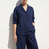 Polyester Stretch Linen-Look Fabric, 200 gsm, 155 cm — Navy, ref EF-238020