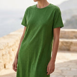 Green Marl French Terry, Poly-Linen
