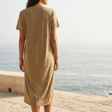 Gold Marl French Terry, Poly-Linen, 170 gsm