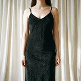 Black Vertical-Stripe Velvet