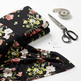 Yellow Floral Jersey Knit, Polyester, 150 gsm