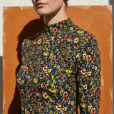Orange Flowers Jersey Knit, Polyester