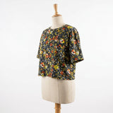 Orange Flowers Jersey Knit, Polyester