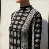 White Paisley Jersey Knit, Viscose