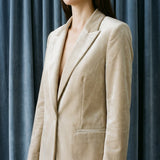Light Beige Heathered-Marl Velvet, Poly-Viscose