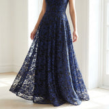 Blue Abstract Lace, Nylon-Poly