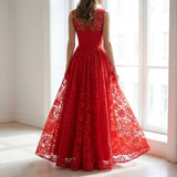 Red Floral Lace, Nylon, 124 gsm