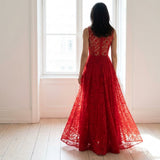 Red Floral Lace, Cotton-Nylon, 92 gsm