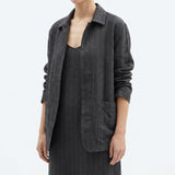 Light Grey Pinstripes Linen-Look, Polyester