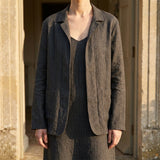 Light Grey Pinstripes Linen-Look, Polyester