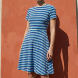 Blue Horizontal-Stripe French Terry, Polyester