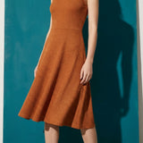 Warm Brown Openwork Waffle Knit, Poly-Viscose