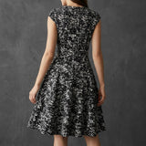 Black Abstract Ponte Knit, Viscose-Nylon