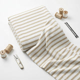Beige Horizontal-Stripe Jersey Knit, Cotton, 160 gsm