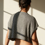 Grey Marl Rib Knit, Polyester, 175 gsm