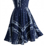 Navy Flowers Poplin, Cotton
