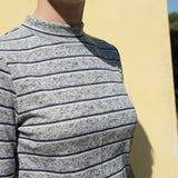 Dark Blue Horizontal-Stripe Jersey Knit, Polyester, 114 gsm