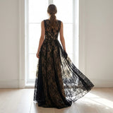 Black Floral Lace, Nylon, 140 cm, ref EF-243147