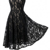 Black Floral Lace, Cotton-Nylon, 125 cm