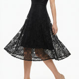 Black Abstract-Floral Lace, Polyester