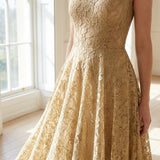 Bronze Floral Lace, Cotton-Nylon