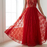 Red Floral Lace, Nylon