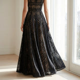 Black Openwork Lace, Polyester, 155 gsm