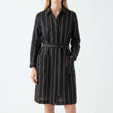 White Vertical-Pinstripe Linen-Look, Nylon-Cotton