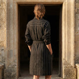 White Vertical-Pinstripe Linen-Look, Nylon-Cotton