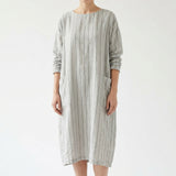 White Vertical-Stripe Linen-Look, Nylon-Cotton