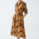 Dark Brown Animal Print Linen-Look, Polyester