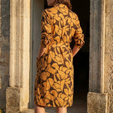 Dark Brown Animal Print Linen-Look, Polyester