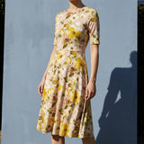 Yellow Floral Jersey Knit, Viscose, 220 gsm