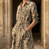 Black Snakeskin Woven, Cotton-Linen