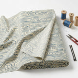 Dark Blue Wavy-Line Poplin, Tencel Lyocell