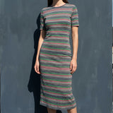 Silver Horizontal-Stripe Knit, Poly-Viscose