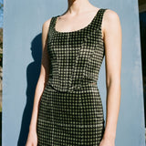 Black Houndstooth Velvet, Polyester