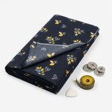 Yellow Leaves Crepe, Cotton-Poly