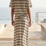 Dark Grey Horizontal-Stripe Chunky Knit, Poly-Linen