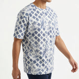 Dark Blue Floral Jersey Knit, Polyester